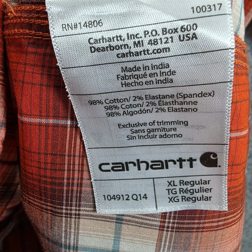 Carhartt Rugged Flex Relaxed Fit Long Sleeve Snap Button Shirt Men's Size XL